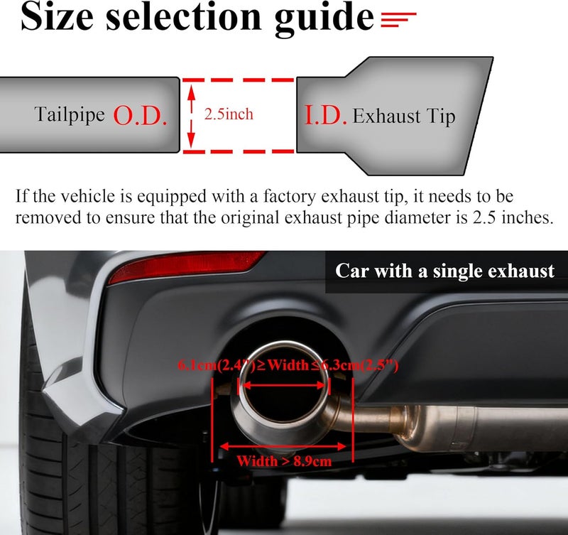 FAIZJUNBEN Carbon Fiber Exhaust Tip Muffler, 2.5" Inlet 3.5" Outlet Tail Pipe for 61-63mm Car Exhaust Pipe - Image 3